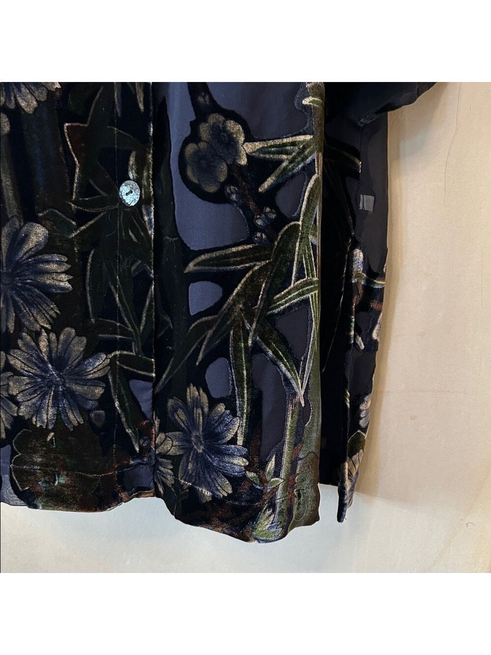 Citron Santa Monica Sheer Burnout Velvet Oversized Black Blouse size S - Picture 6 of 12